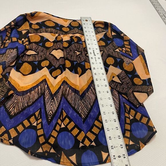 Collective Concepts Beaded Flowy Top Blouse Womens Small Blue Purple Tan Gold - Picture 10 of 10